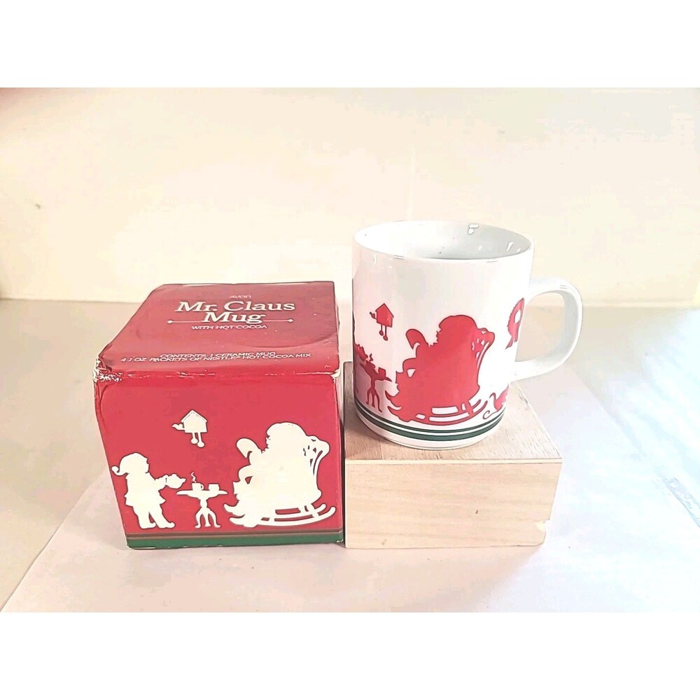 Mr Claus Mug Christmas Coffee Tea Cup 1984 Green Red In Box Vintage Avon